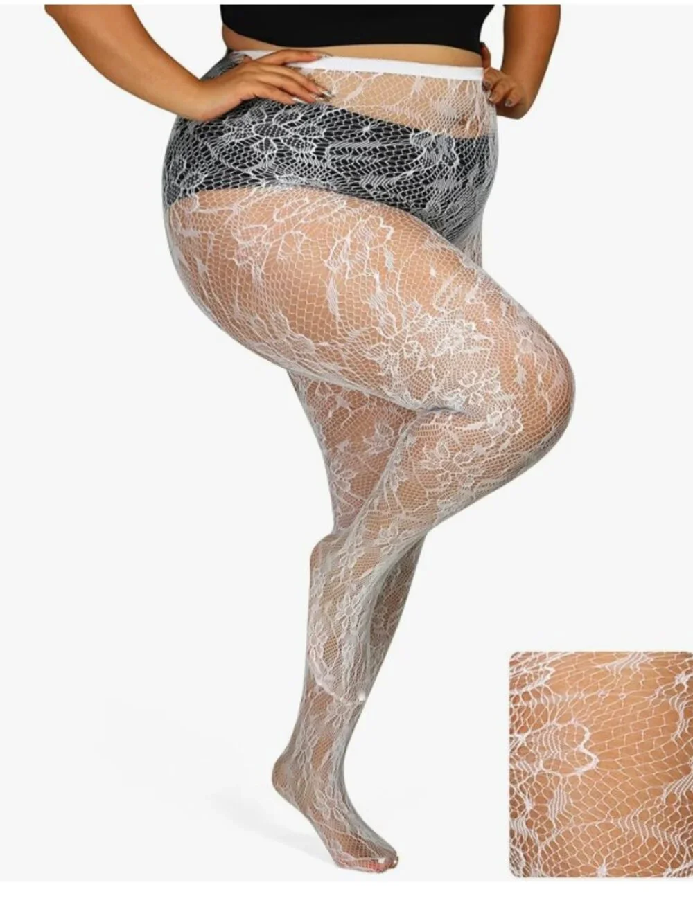 Floral Lace Plus Size Tights